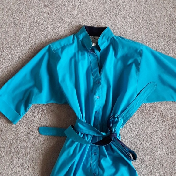 Vintage teal dress size 10 - Picture 3 of 4